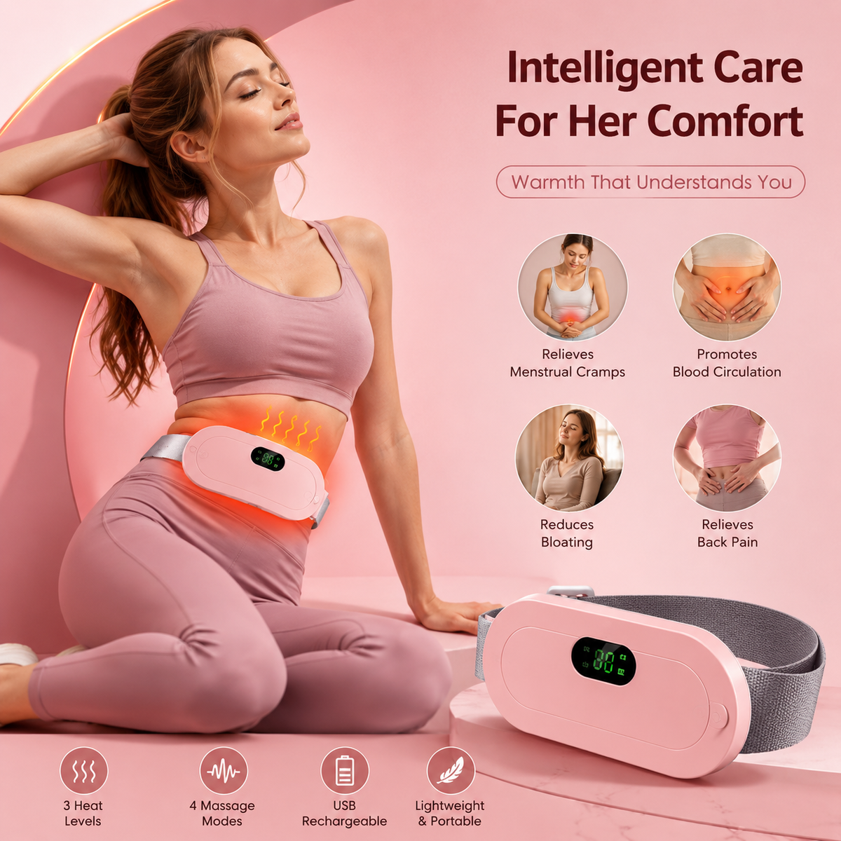 Period Cramp Comfort - Portable Cordless Heating Pad
