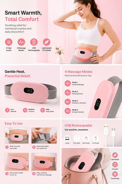 Period Cramp Comfort - Portable Cordless Heating Pad